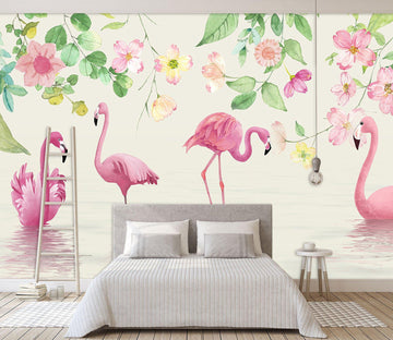 3D Flamingo Drink Water 556 Wallpaper AJ Wallpaper 2 