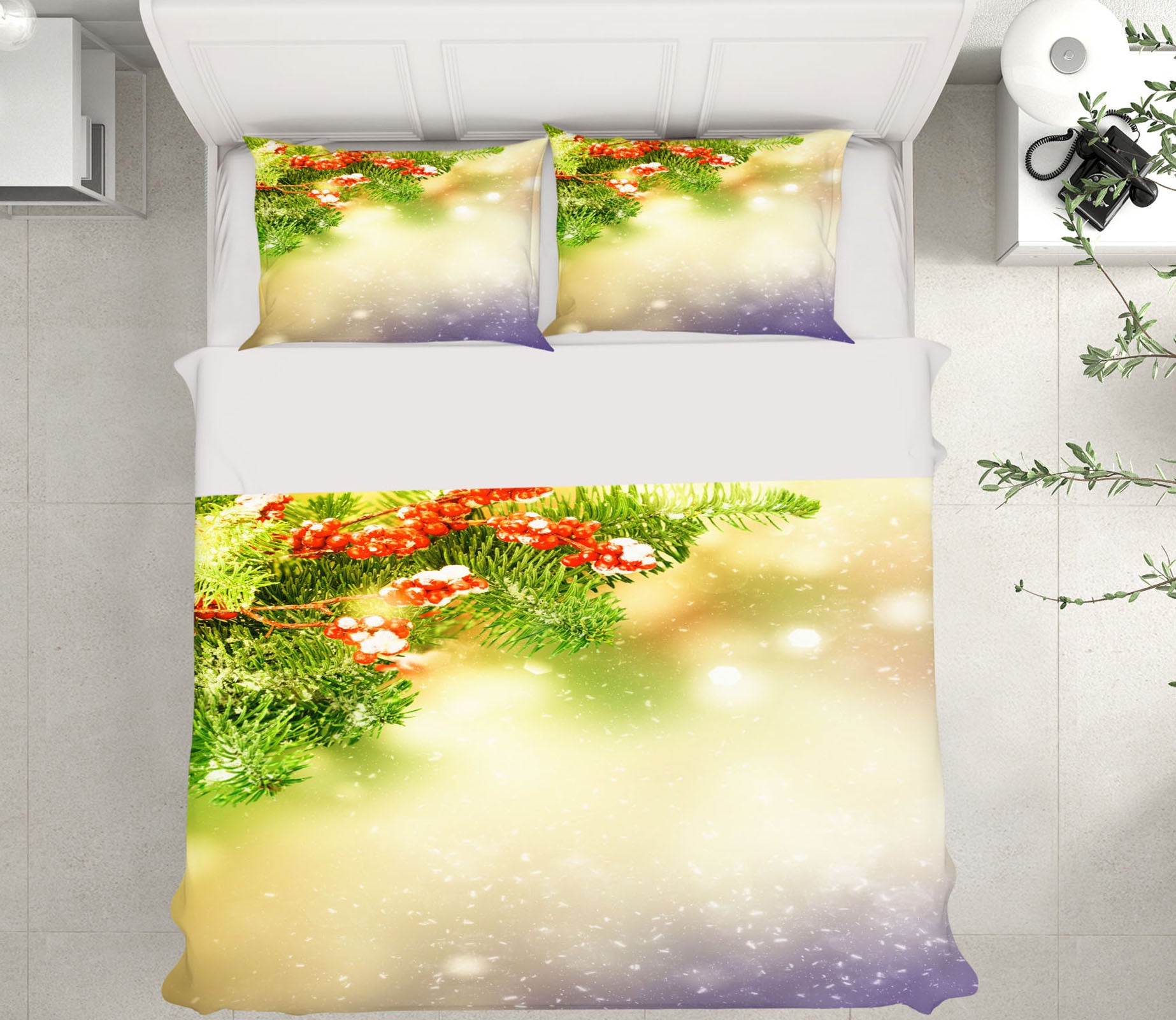 3D Branches Light 51121 Christmas Quilt Duvet Cover Xmas Bed Pillowcases