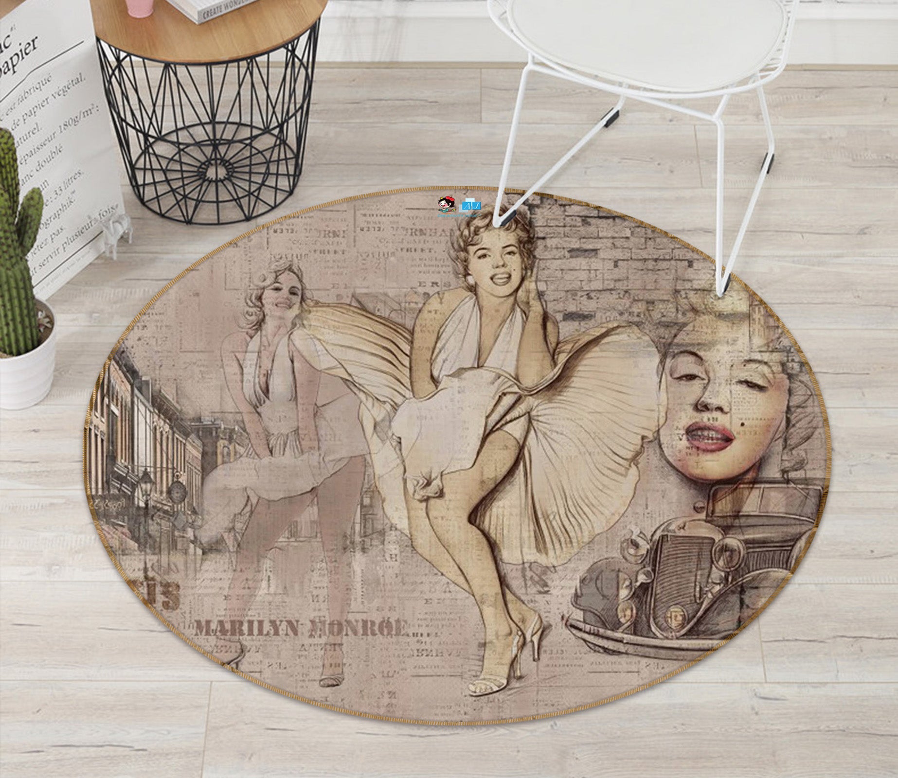3D Marilyn Monroe 74023 Round Non Slip Rug Mat