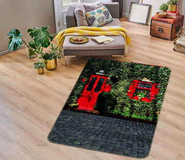 3D Red Doors Windows 76072 Non Slip Rug Mat