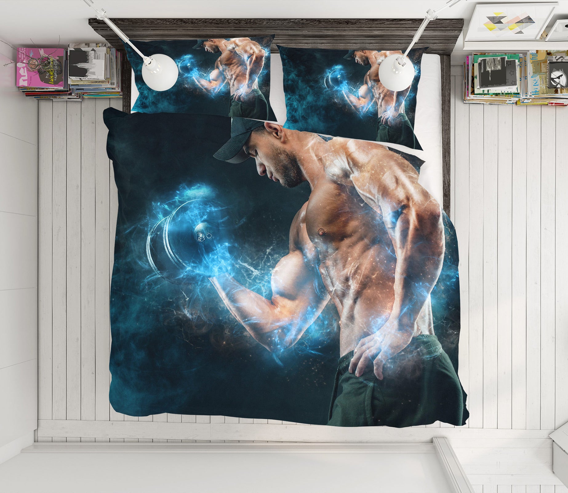 3D Lift Dumbbells 14188 Bed Pillowcases Quilt