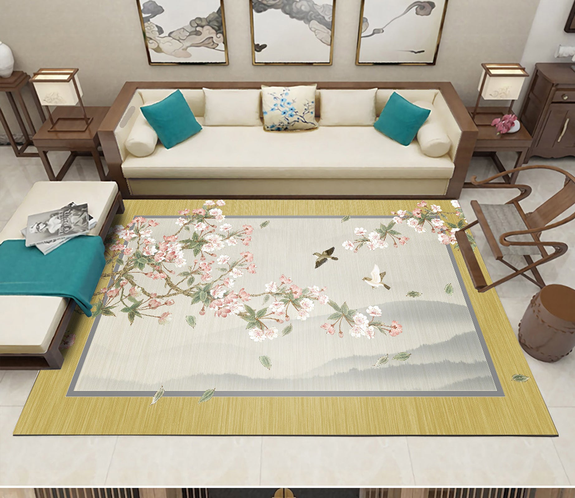 3D Flower Bird WG315 Non Slip Rug Mat Mat AJ Creativity Home 