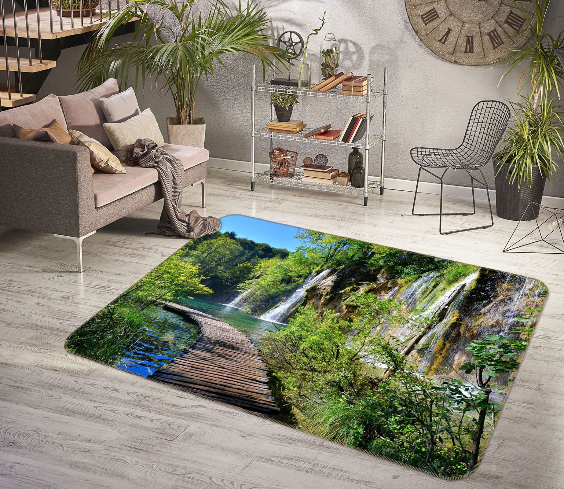 3D Bridge Gallery Mountain 34107 Non Slip Rug Mat