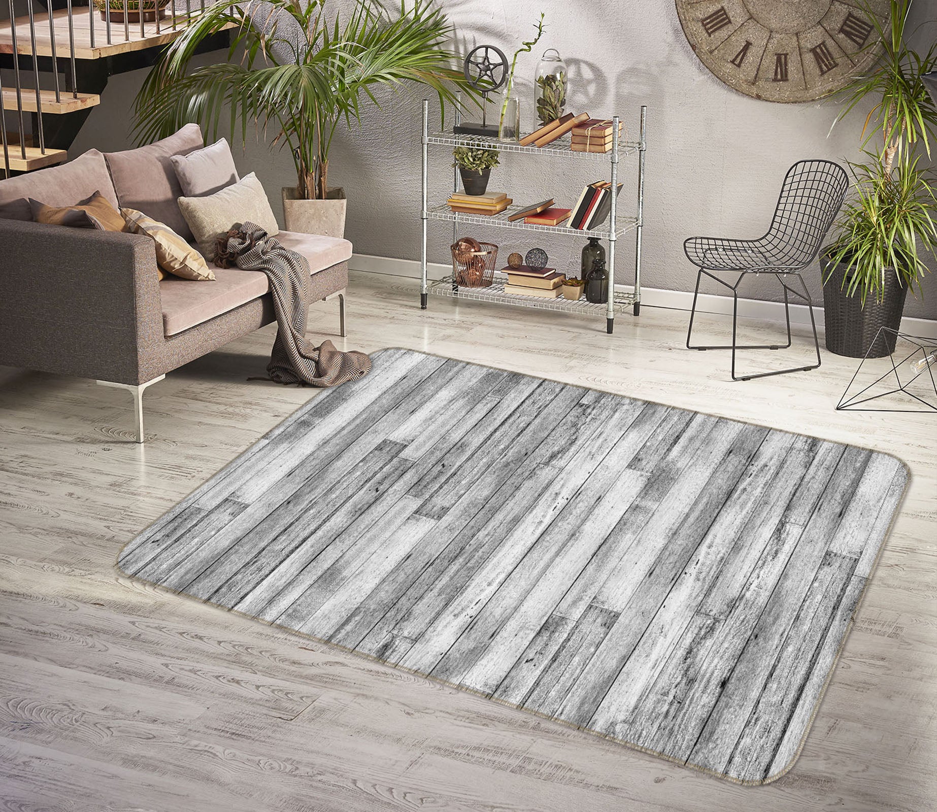 3D Ash Planks 31033 Non Slip Rug Mat