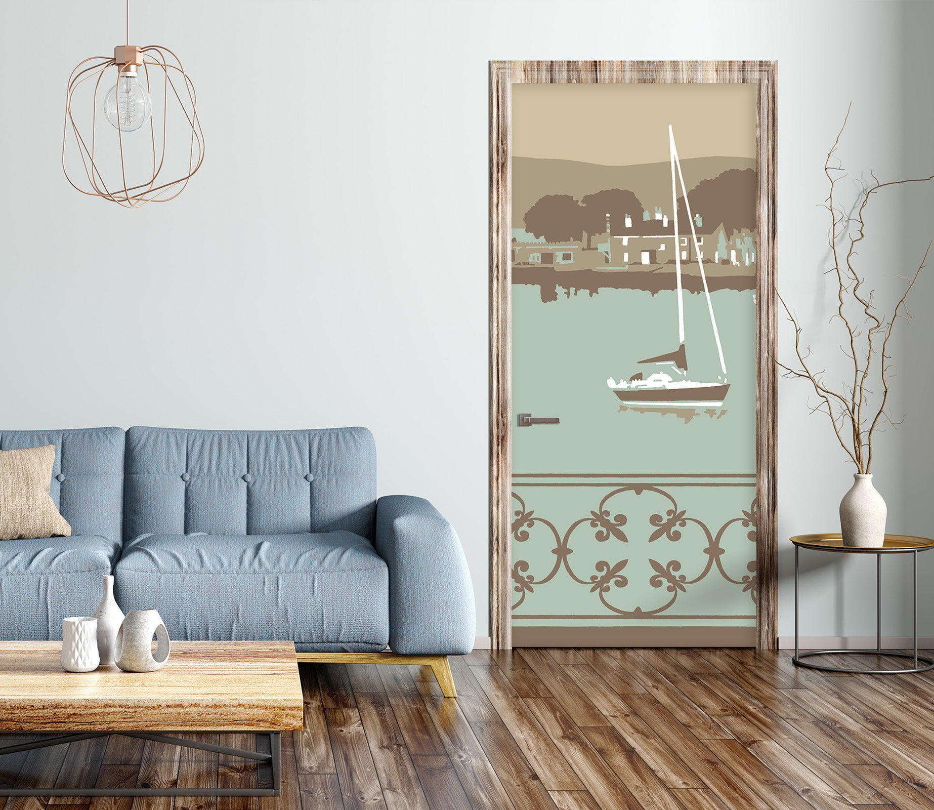 3D Fence Boat River 9267 Steve Read Door Mural