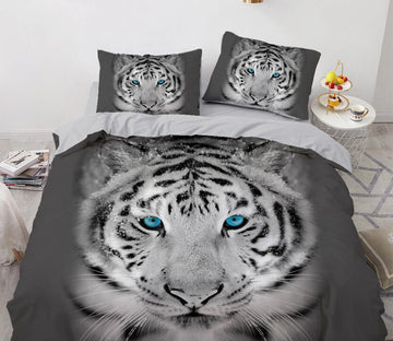 3D Grey Tiger Blue Eyes 9950 Bed Pillowcases Quilt