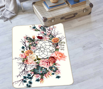 3D Flower Circle 37117 Non Slip Rug Mat