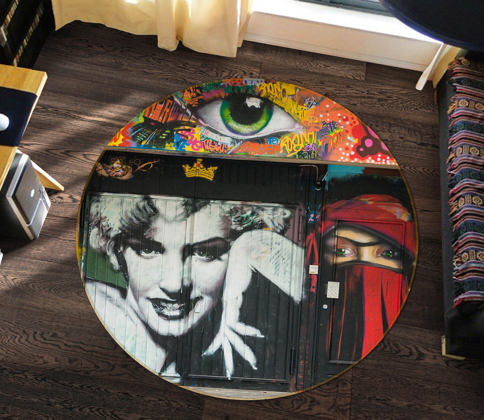 3D Marilyn Monroe 36223 Round Non Slip Rug Mat