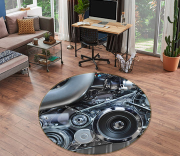 3D Mechanical Parts 74179 Round Non Slip Rug Mat