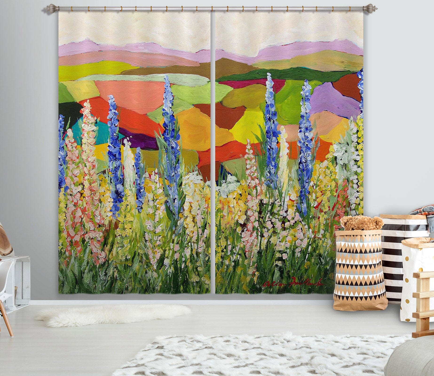 3D Purple Wild Flower 243 Allan P. Friedlander Curtain Curtains Drapes Curtains AJ Creativity Home 