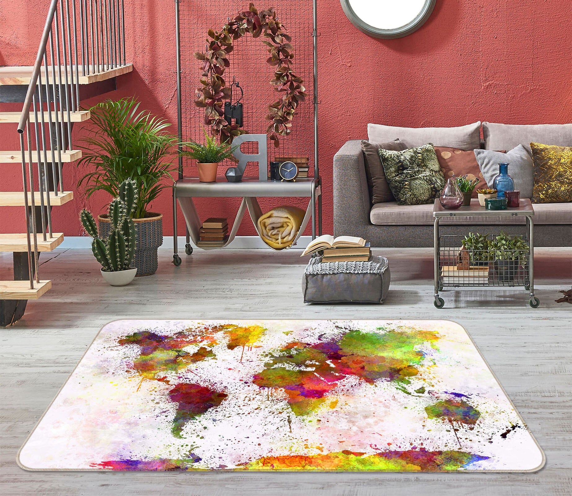 3D Color Splash 243 World Map Non Slip Rug Mat Mat AJ Creativity Home 