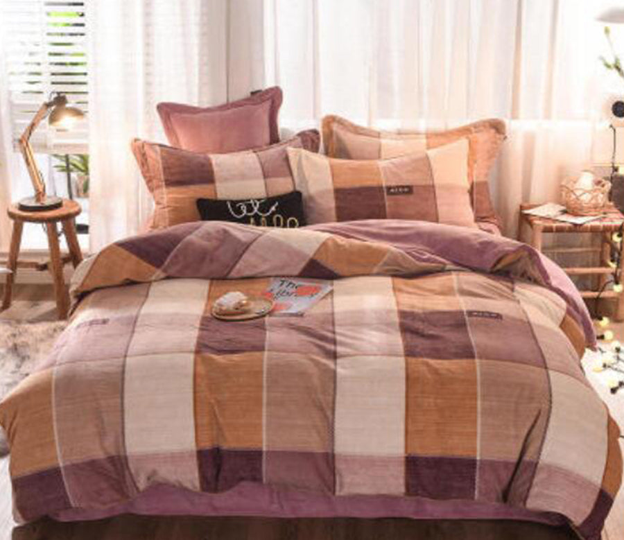 3D Brown Plaid 20064 Bed Pillowcases Quilt