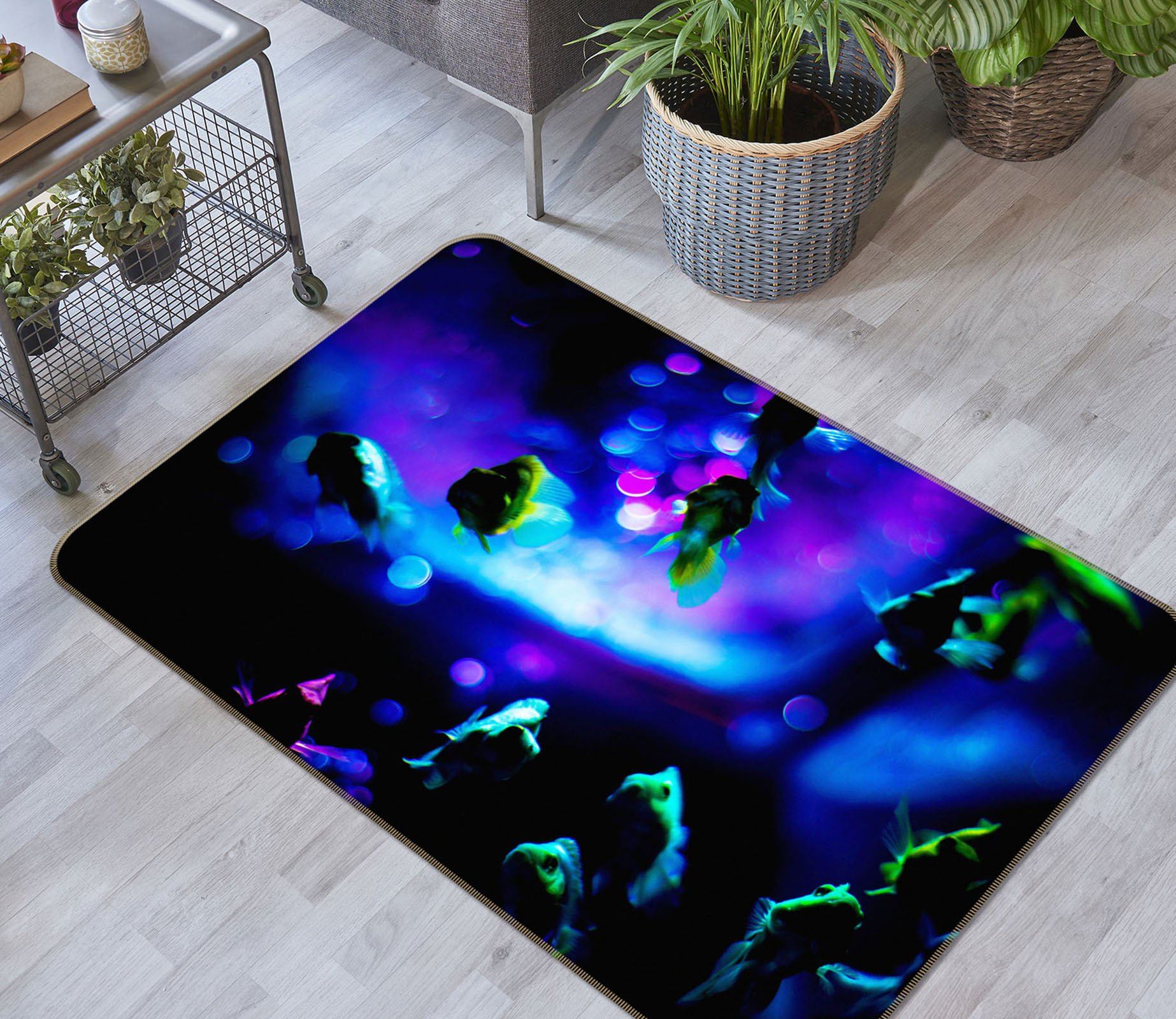 3D Blue Flowers 1001 Noirblanc777 Rug Non Slip Rug Mat Mat AJ Creativity Home 