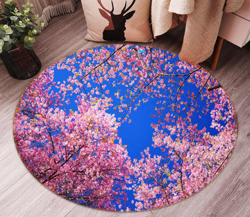 3D Pink Tree 72162 Round Non Slip Rug Mat