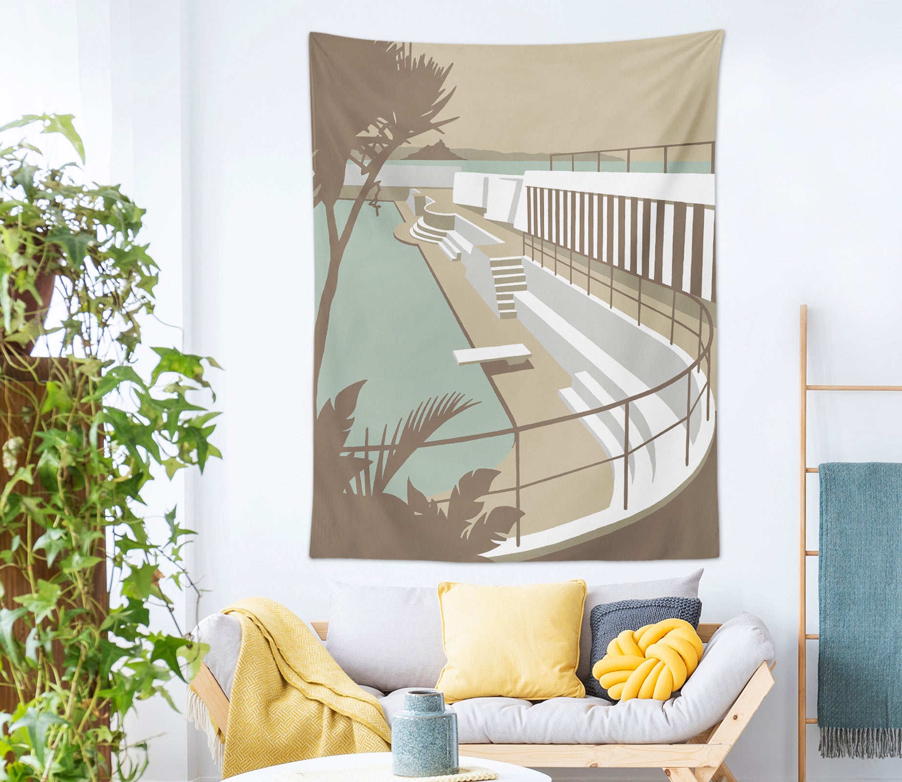 3D White Stairs 5357 Steve Read Tapestry Hanging Cloth Hang