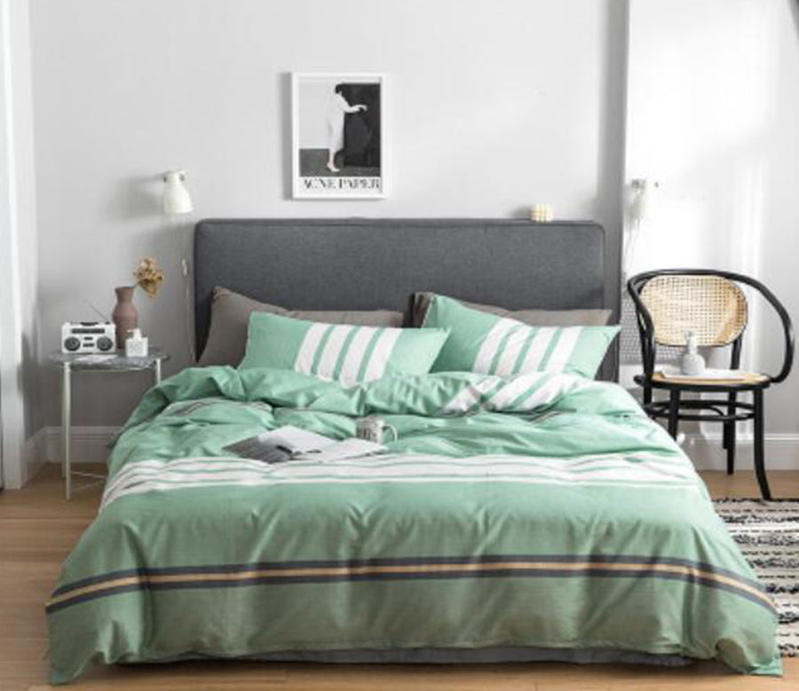 3D Green Horizontal Stripes 40138 Bed Pillowcases Quilt