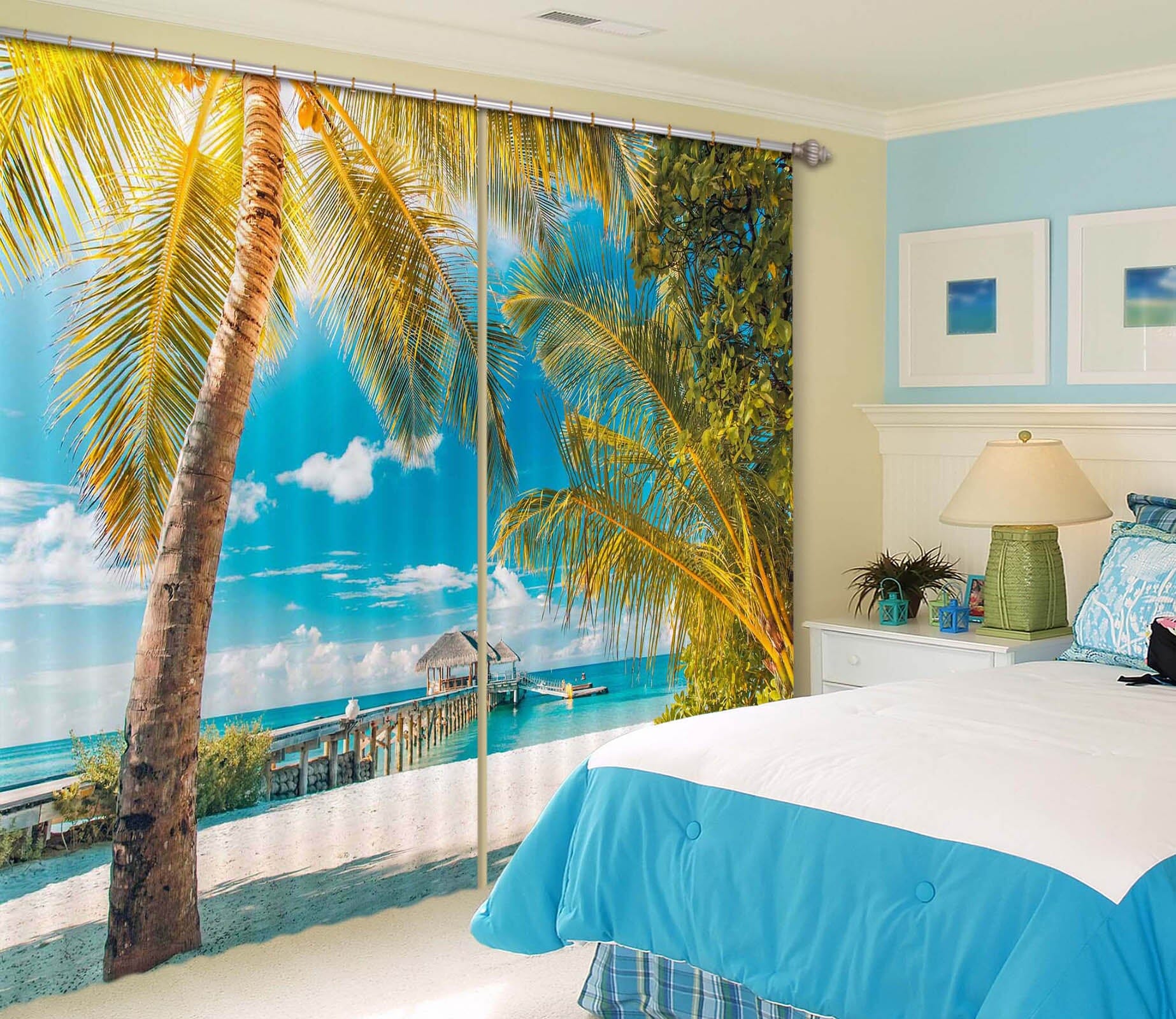 3D Coconut Palm Tree 114 Curtains Drapes Wallpaper AJ Wallpaper 