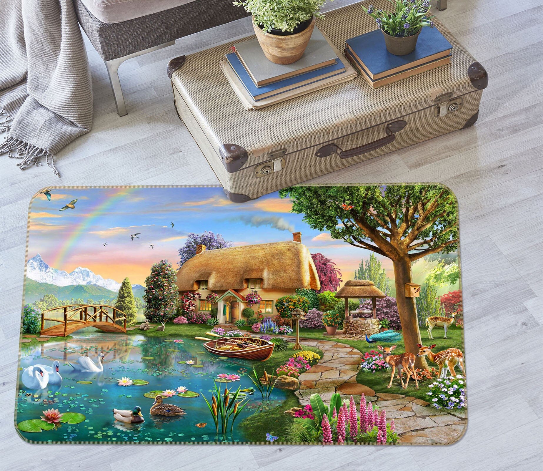 3D Rural Lake 1077 Adrian Chesterman Rug Non Slip Rug Mat Mat AJ Creativity Home 
