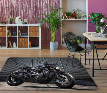 3D Black Motorcycle 42089 Vehicle Non Slip Rug Mat