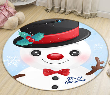 3D Snowman 54107 Christmas Round Non Slip Rug Mat Xmas