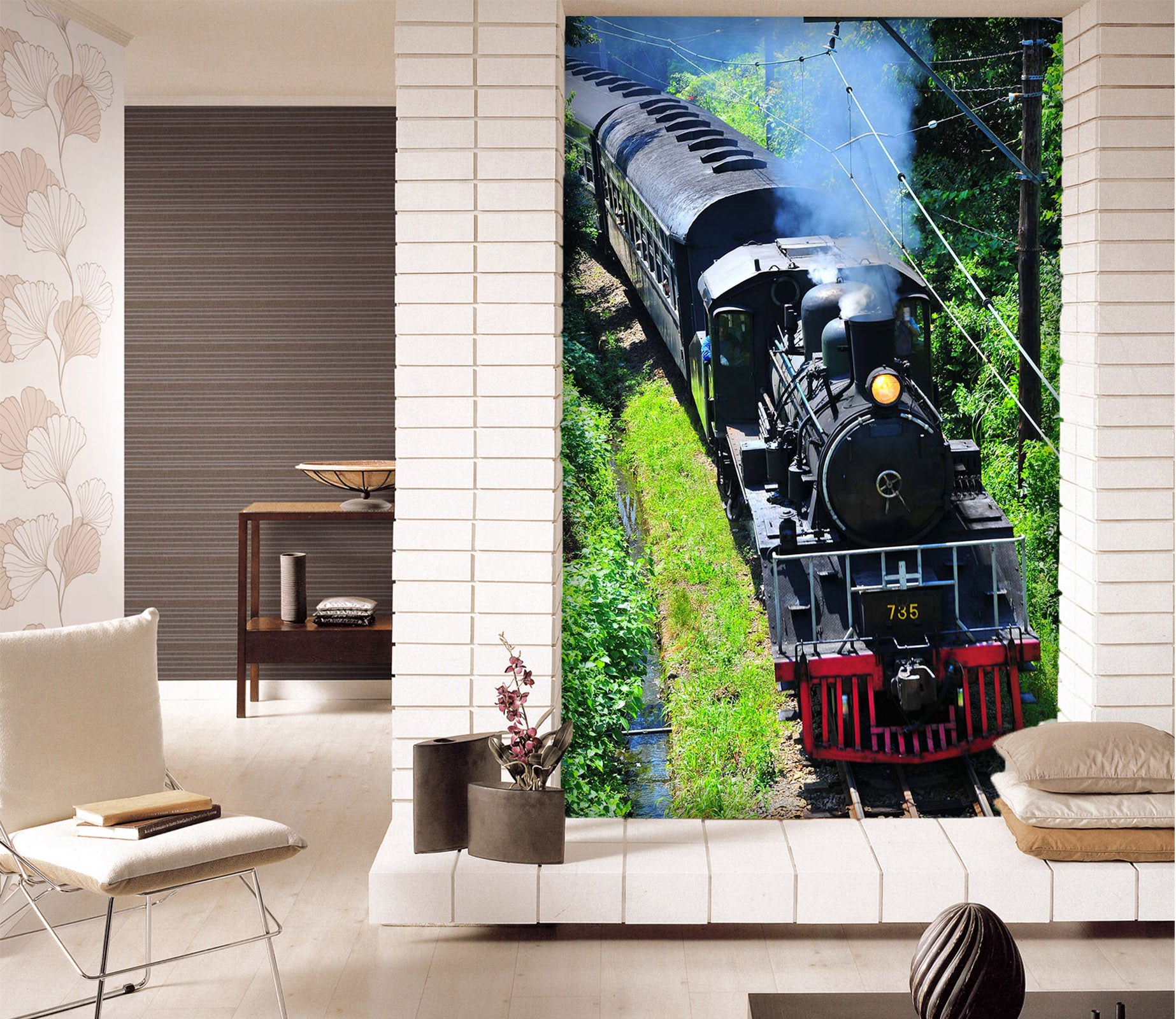 3D Black Train 423 Vehicle Wall Murals
