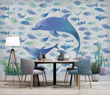 3D Blue Whale 2262 Wall Murals