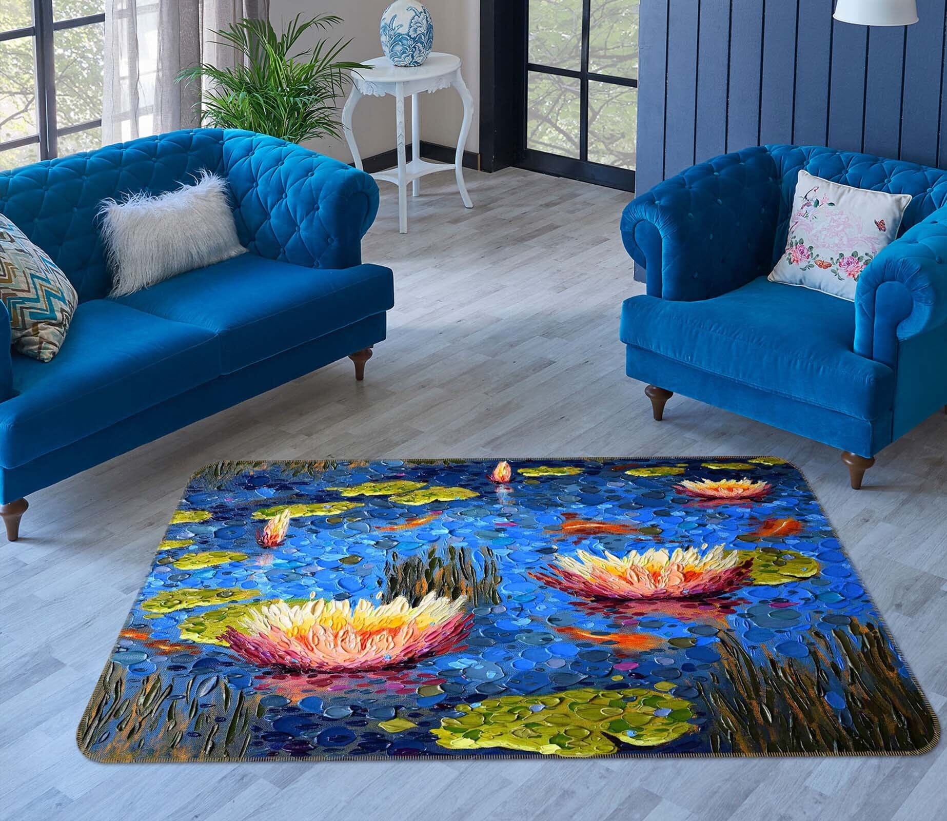 3D Lotus Pond 1005 Dena Tollefson Rug Non Slip Rug Mat Mat AJ Creativity Home 