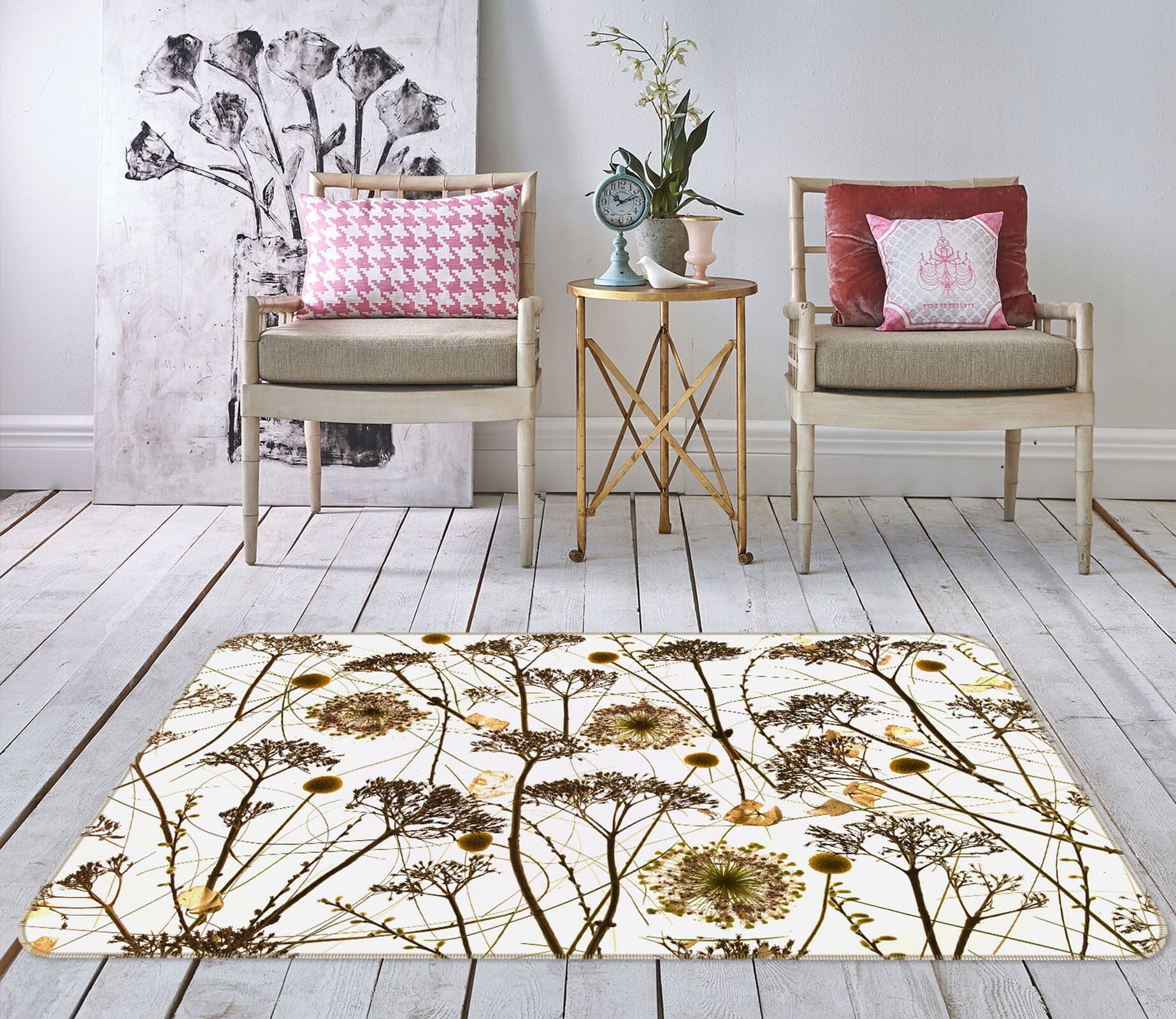 3D Withered Chrysanthemum 3005 Assaf Frank Rug Non Slip Rug Mat Mat AJ Creativity Home 