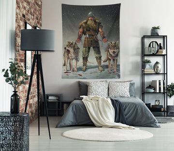3D Mountain Viking Wolf 11718 Vincent Tapestry Hanging Cloth Hang