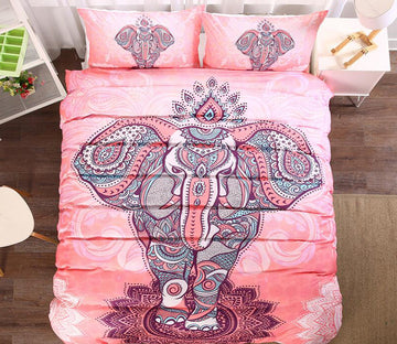 3D Pink Totem Elephant 1100 Bed Pillowcases Quilt