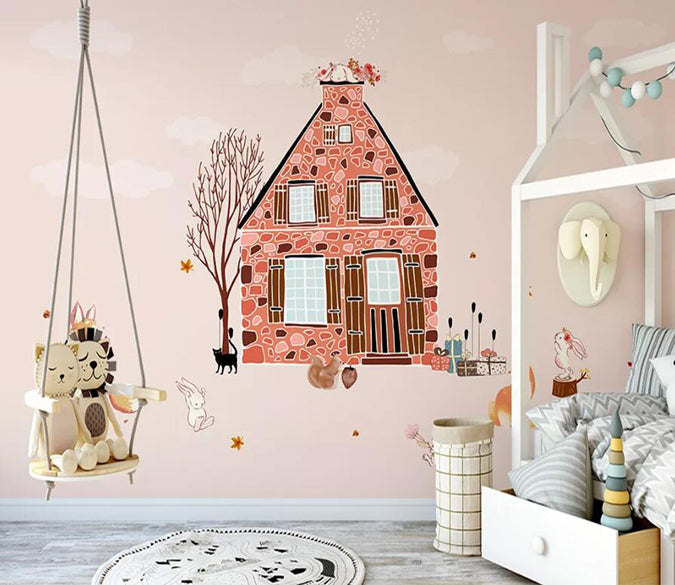 3D Pink House 1445 Wall Murals Wallpaper AJ Wallpaper 2 