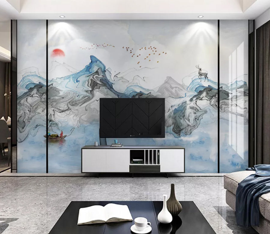 3D Wavy Mountain WC2131 Wall Murals