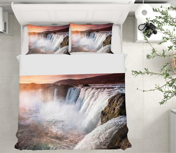 3D White Waterfall 066 Marco Carmassi Bedding Bed Pillowcases Quilt