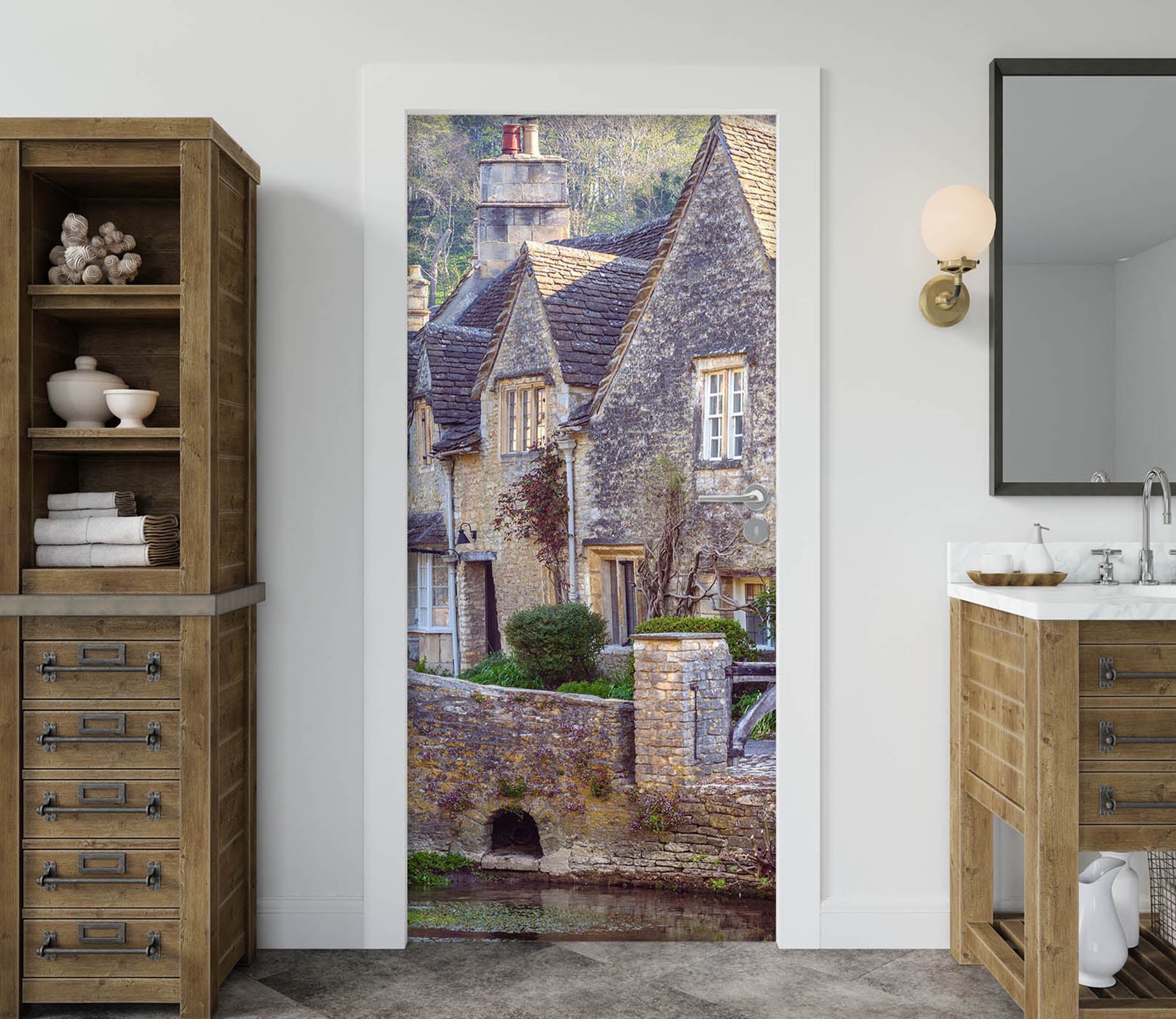 3D Grey Stone Wall 5158 Assaf Frank Door Mural