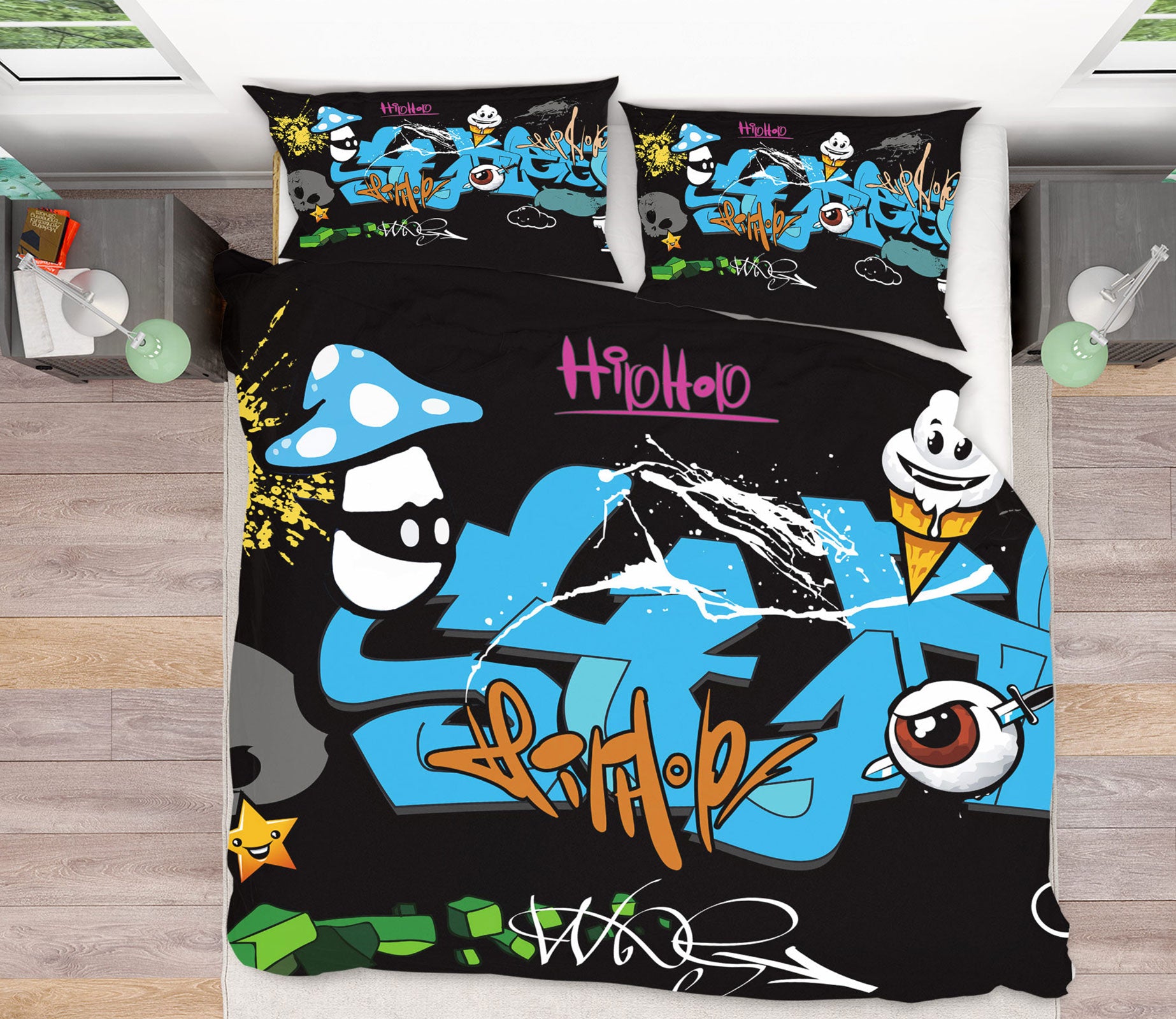 3D Blue Font Pattern 59083 Bed Pillowcases Quilt