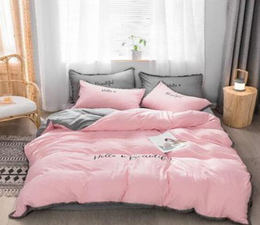 3D Pink Dark Gray 50009 Bed Pillowcases Quilt