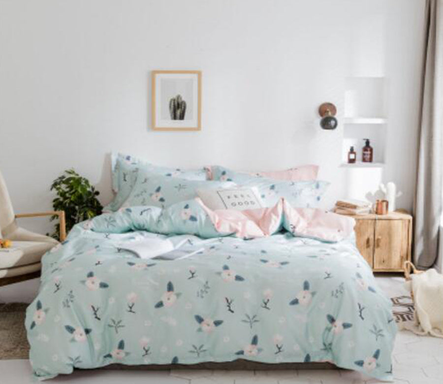 3D Light Blue Leaves 30284 Bed Pillowcases Quilt