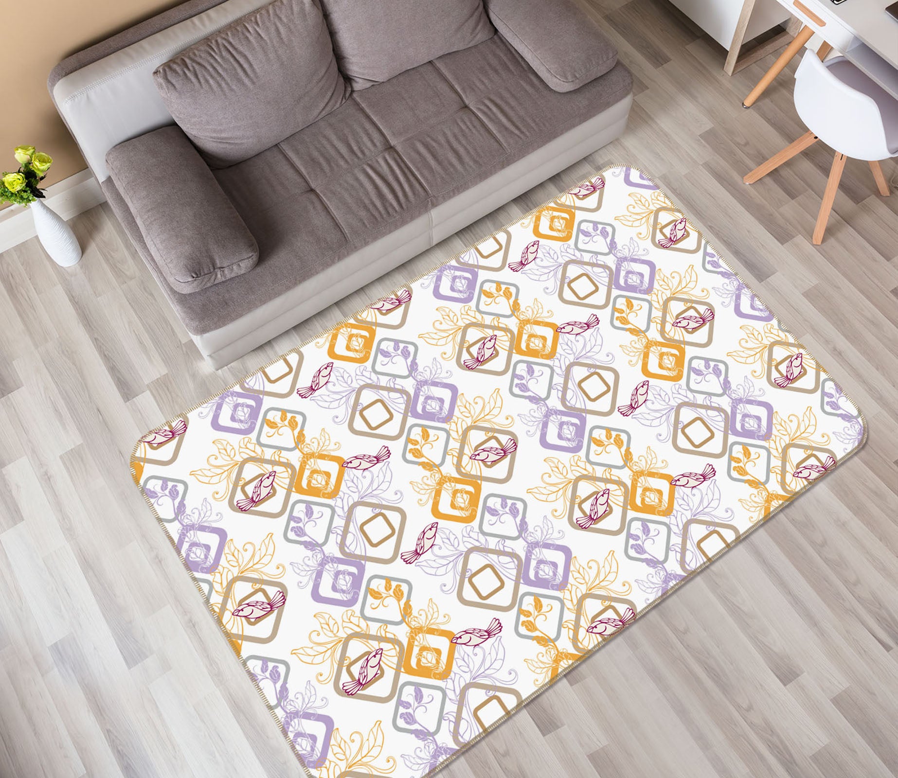 3D Cube Pattern 35238 Non Slip Rug Mat