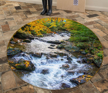 3D Running Water 69141 Round Non Slip Rug Mat