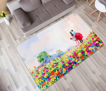 3D Flower Bush Couple 30227 Non Slip Rug Mat