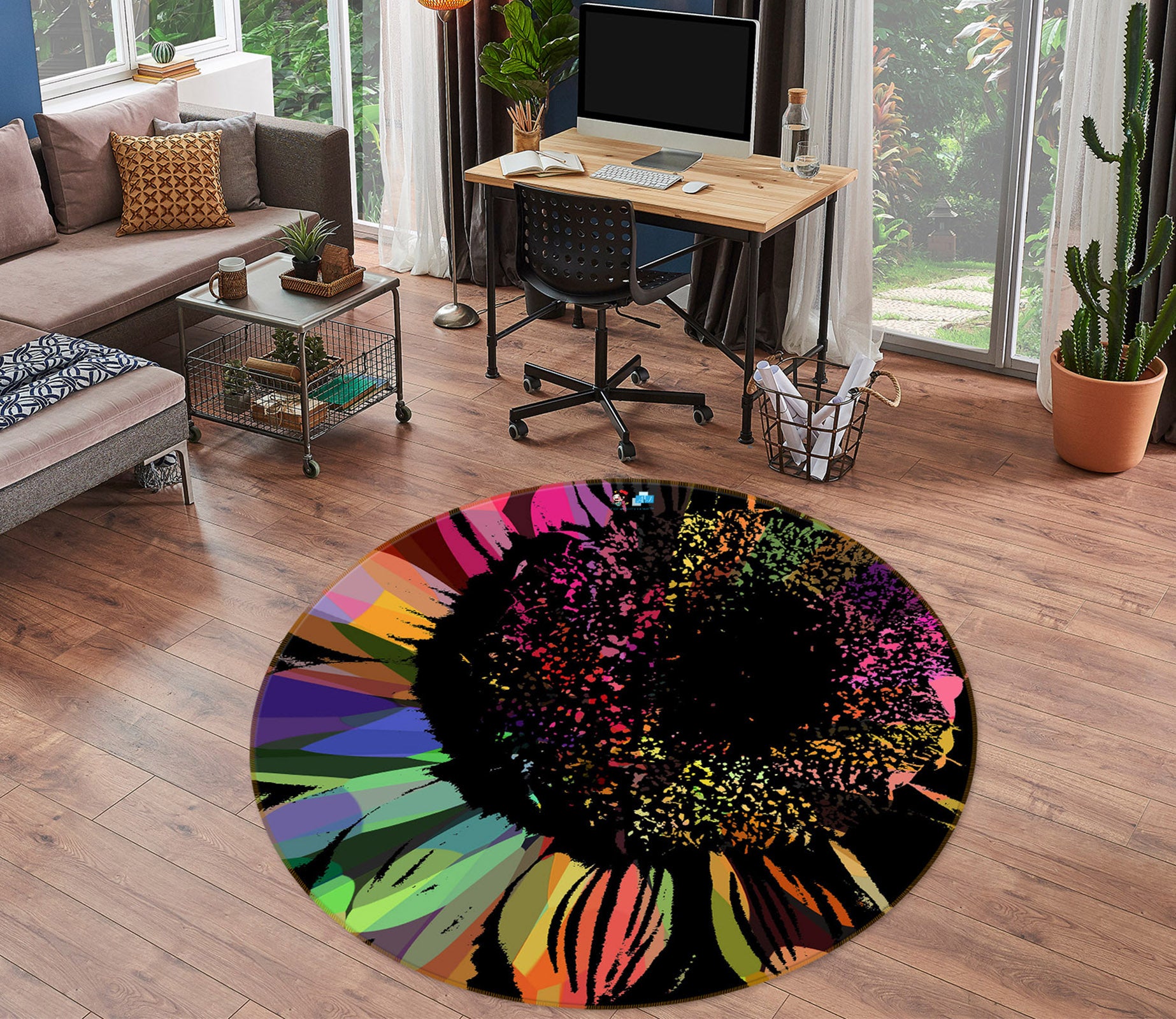 3D Colored Petals 191102 Shandra Smith Rug Round Non Slip Rug Mat