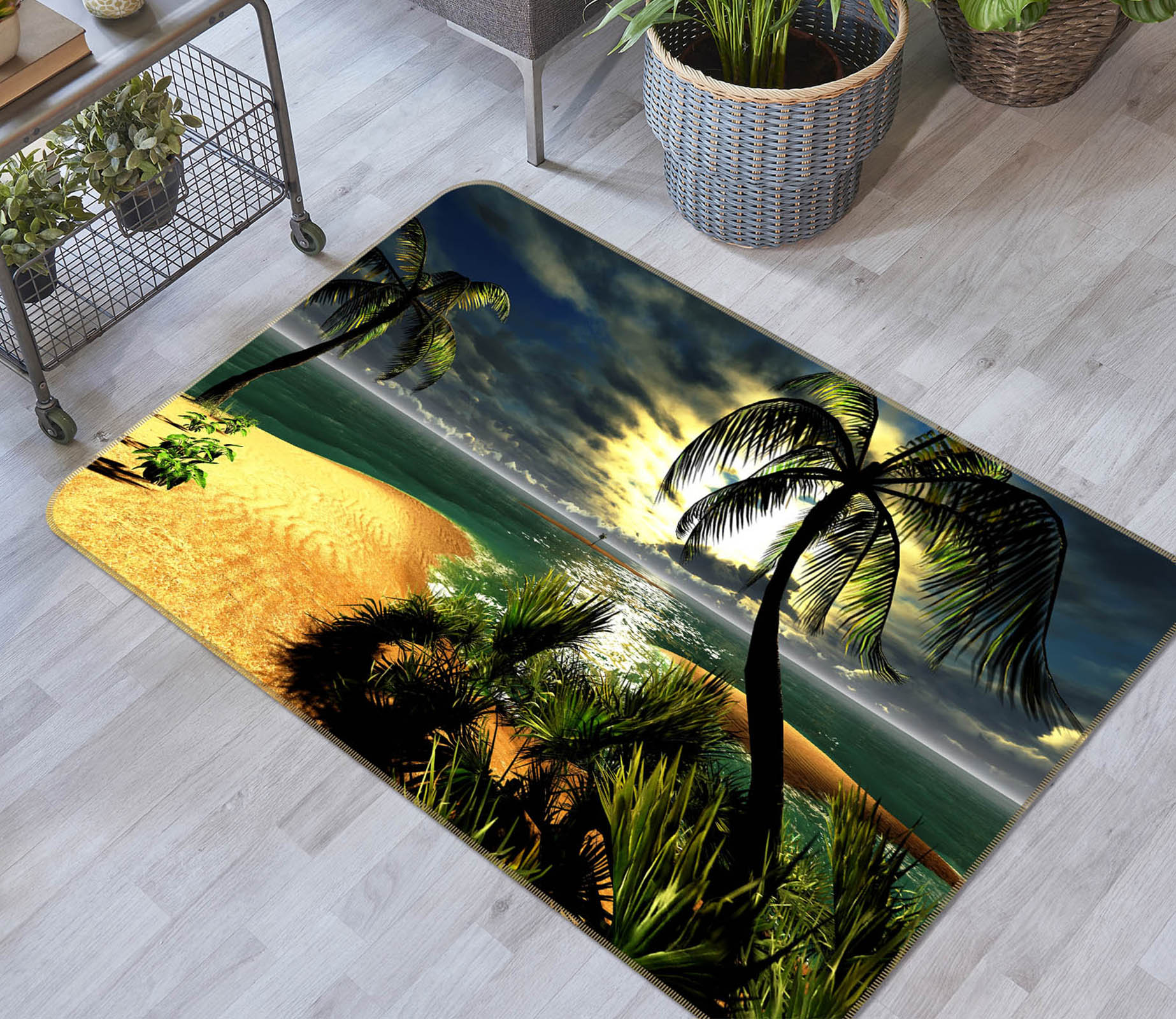 3D Coconut Beach 36044 Non Slip Rug Mat