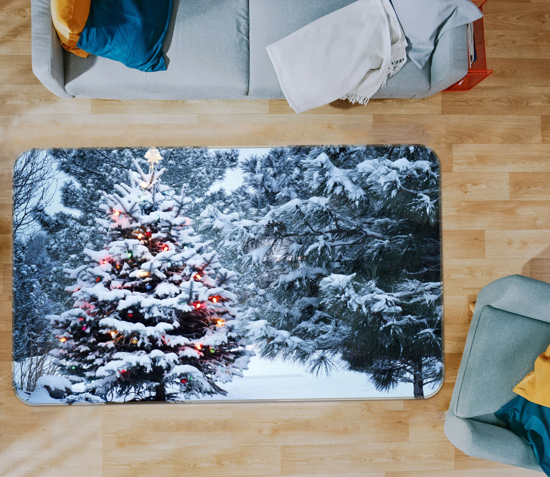 3D Snow Pine 35124 Non Slip Rug Mat