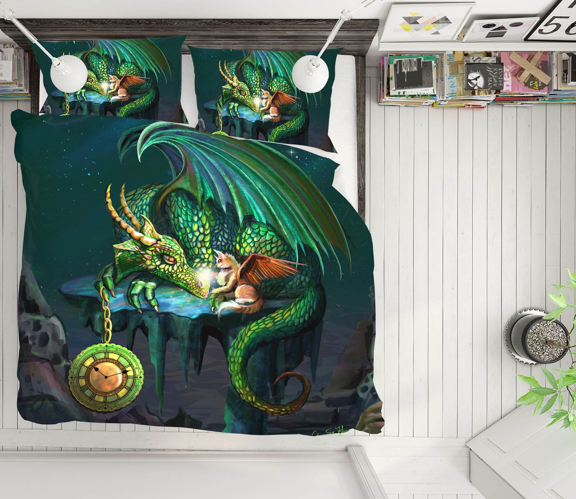 3D Flying Dragon 126 Rose Catherine Khan Bedding Bed Pillowcases Quilt Quiet Covers AJ Creativity Home 