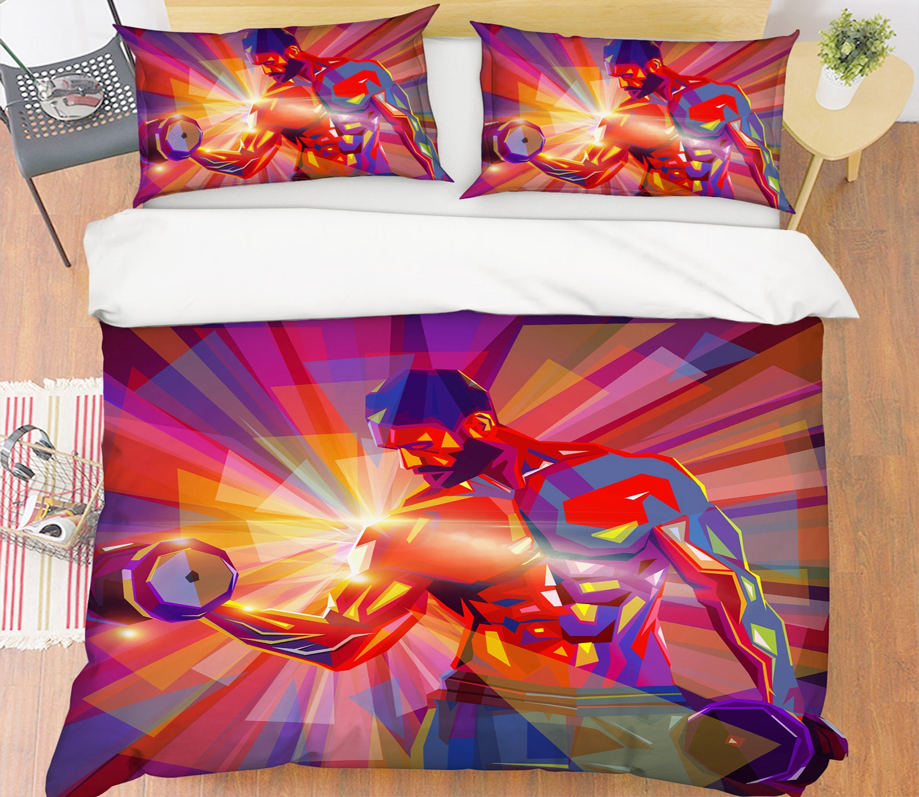 3D Lift Dumbbells 14128 Bed Pillowcases Quilt