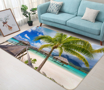 3D Beach Coconut Tree 66078 Non Slip Rug Mat