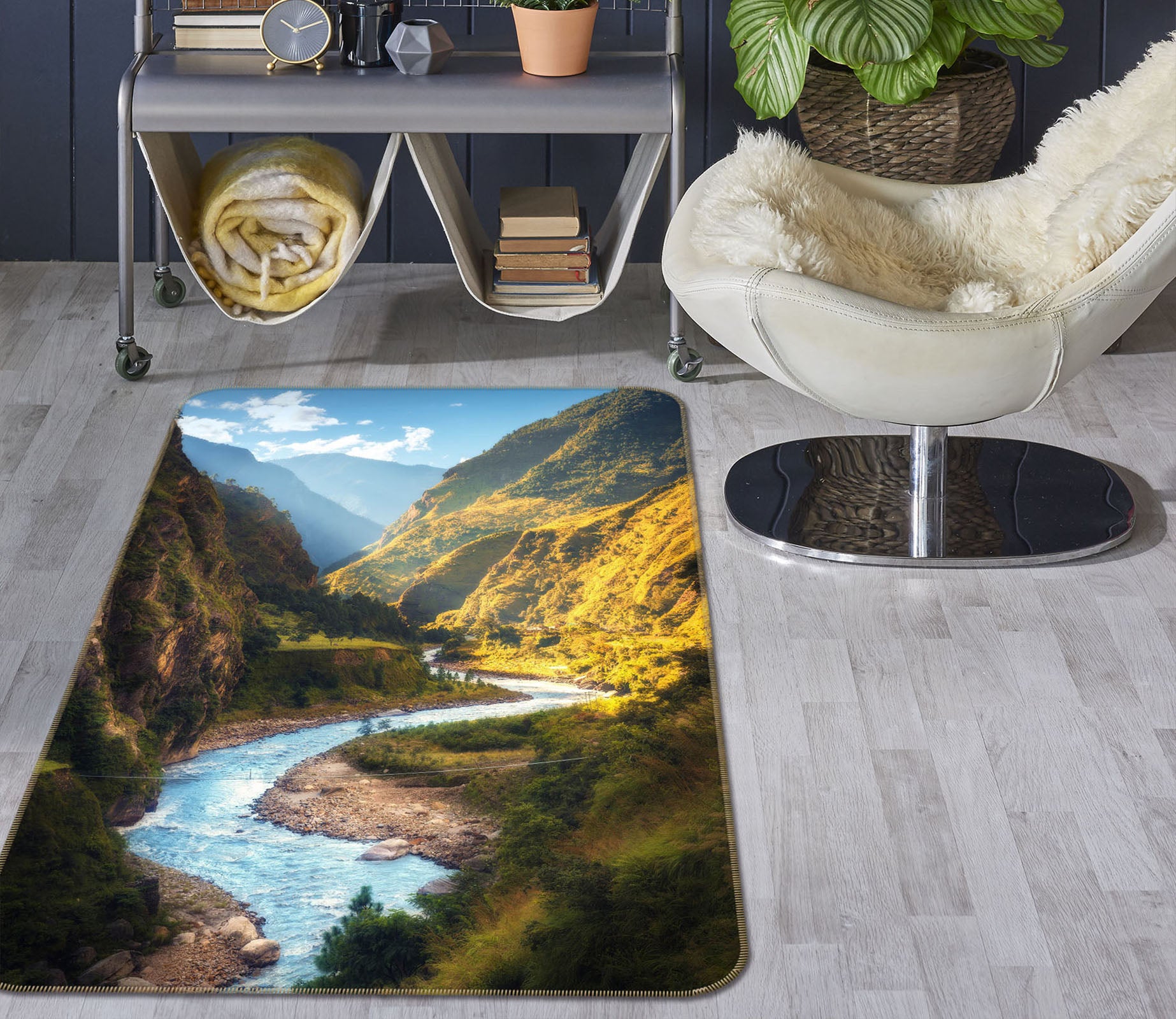 3D Mountains Rivers 26165 Non Slip Rug Mat