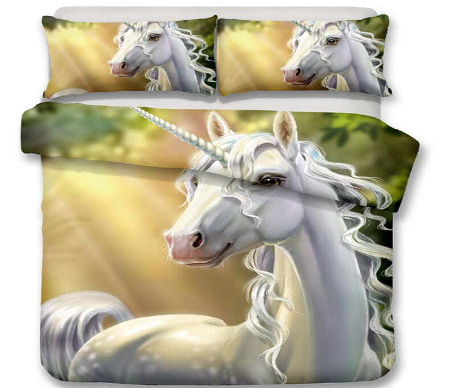 3D Sunshine Unicorn 6133 Bed Pillowcases Quilt