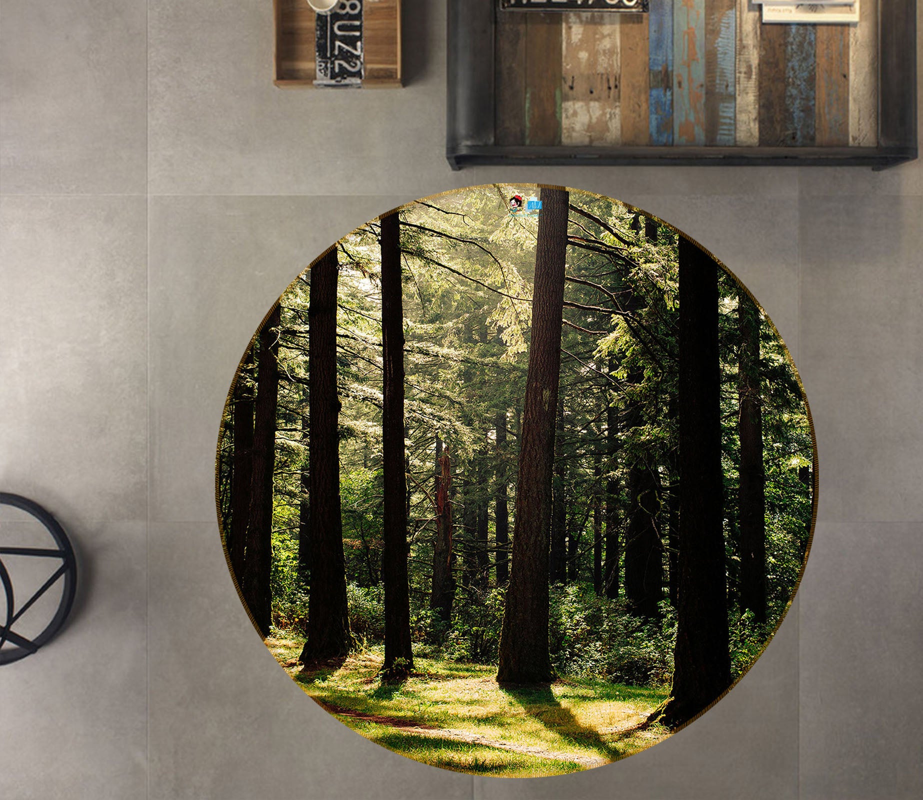 3D Forest 75081 Round Non Slip Rug Mat