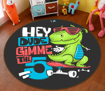 3D Skateboard Dinosaur 75015 Round Non Slip Rug Mat